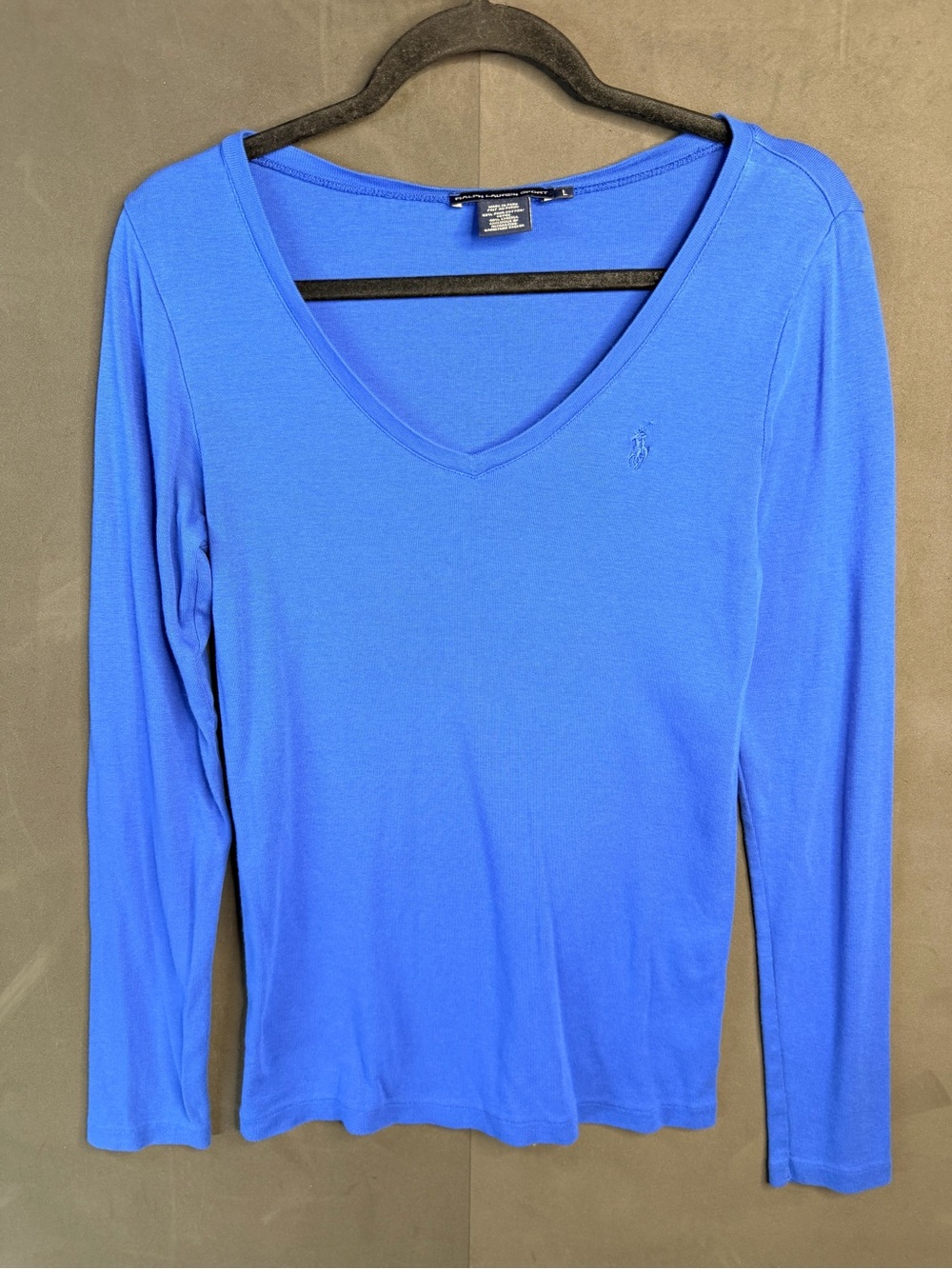 Ralph Lauren Royal Blue Long-Sleeve V-Neck Top